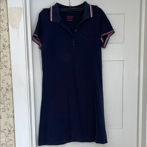 Faded Glory Navy Polo Dress with Red Stripes